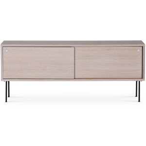 Volume mediabänk i whitewash med skjutdörrar 132 cm - Svart - TV-bänkar & mediabänkar -TV-bänkar & mediabänkar - Hyllor & Förvaring