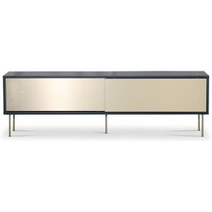 Volume mediabänk med skjutdörrar 178 cm - Grå/mässing - Svart - TV-bänkar & mediabänkar -TV-bänkar & mediabänkar - Hyllor & Förvaring