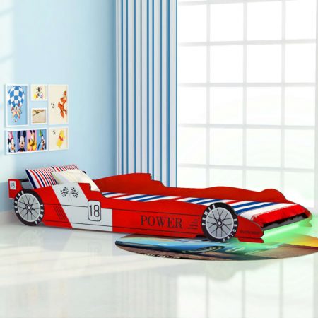 Bild på vidaXL LED Barnsäng racerbil 90x200 cm röd