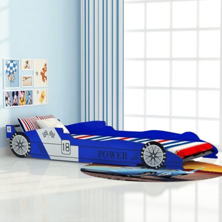 Bild på vidaXL Barnsäng racerbil 90x200 cm blå