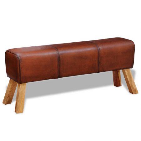 Bild på vidaXL Bänk i äkta läder 120 x 30 x 50 cm brun