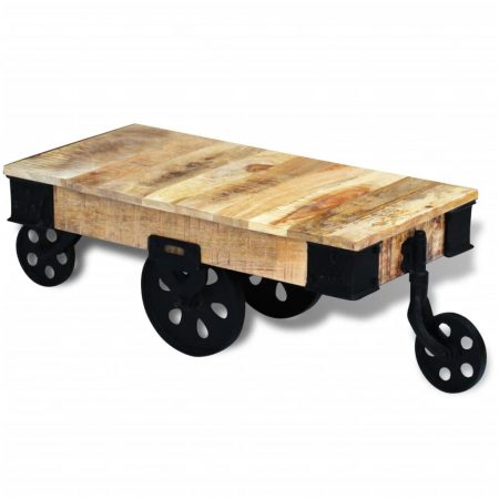 Bild på vidaXL Soffbord med hjul industriell stil mangoträ