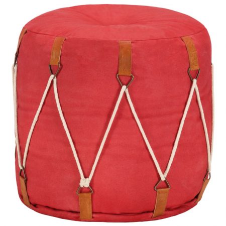 Bild på vidaXL Sittpuff röd 40x40 cm bomullskanvas
