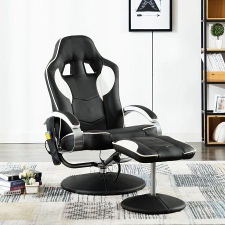 Bild på vidaXL Massagefåtölj med fotpall vit konstläder