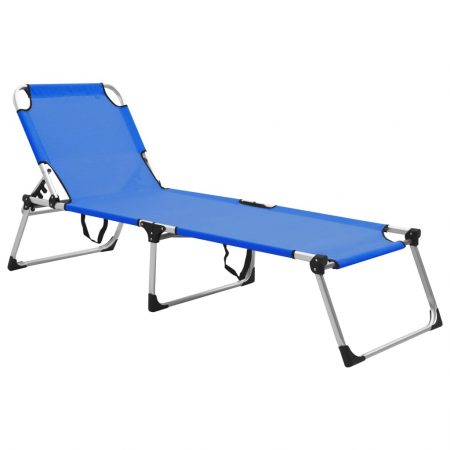 Bild på vidaXL Extra hög solstol för seniorer hopfällbar blå aluminium