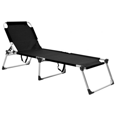 Bild på vidaXL Extra hög solstol för seniorer hopfällbar svart aluminium