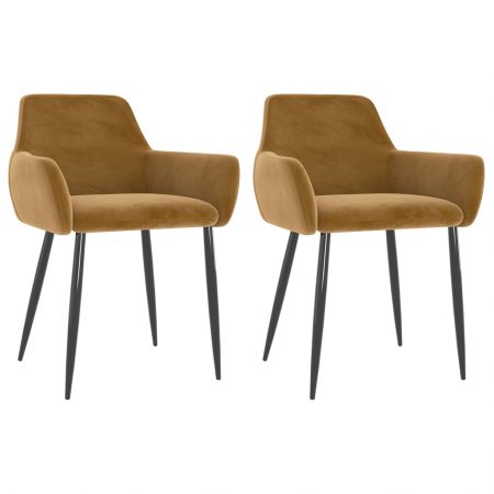 Bild på vidaXL Matstolar 2 st brun sammet