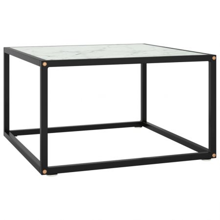 Bild på vidaXL Soffbord svart med vit marmor glas 60x60x35 cm