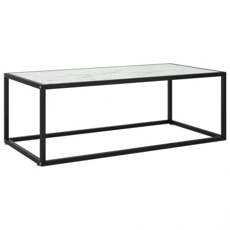 Bild på vidaXL Soffbord svart med vit marmor glas 100x50x35 cm