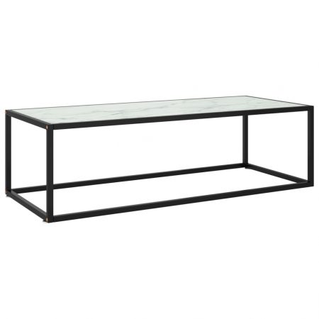 Bild på vidaXL Soffbord svart med vit marmor glas 120x50x35 cm