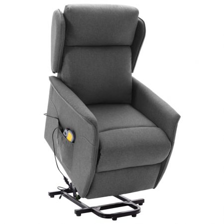 Bild på vidaXL Massagefåtölj med uppresningshjälp ljusgrå tyg