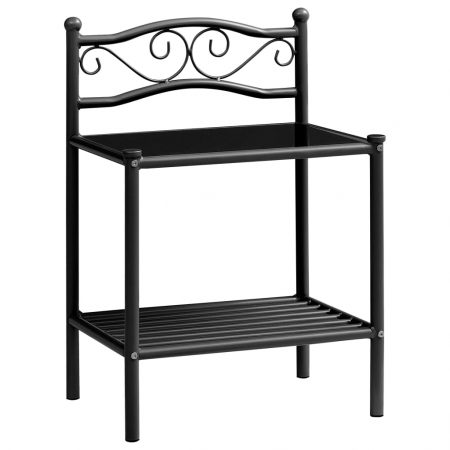 Bild på vidaXL Sängbord svart 43x33x65 cm metall och glas