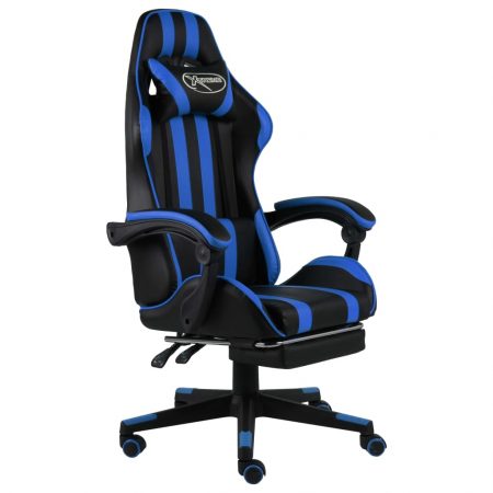 Bild på vidaXL Gamingstol med fotstöd svart och blå konstläder