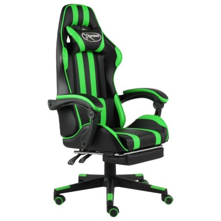 Bild på vidaXL Gamingstol med fotstöd svart och grön konstläder