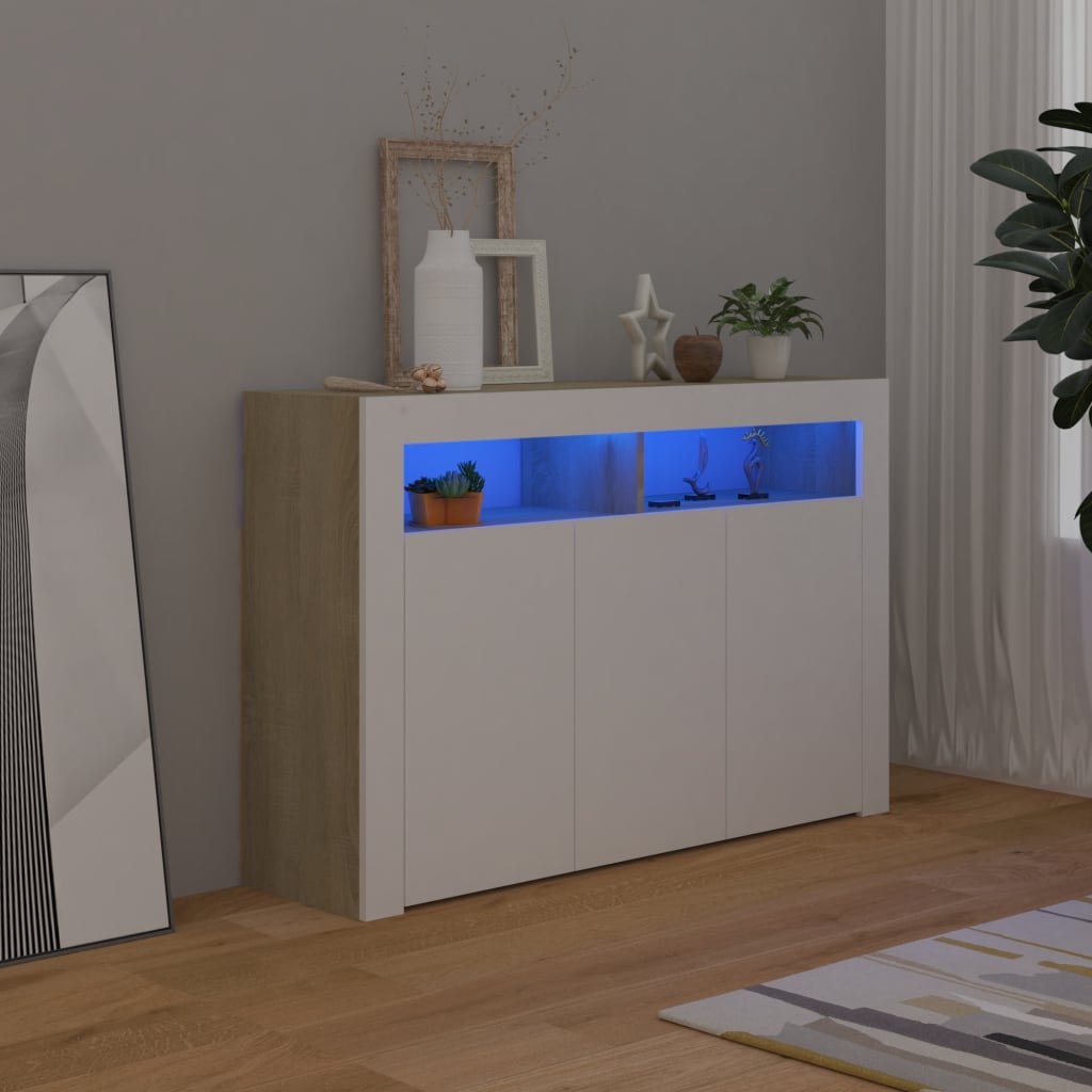 8720286217528_m_en_hd_1 Bild på vidaXL Skänk med LED-belysning vit och sonoma-ek 115