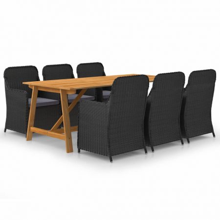 Bild på vidaXL Matgrupp för trädgården 7 delar svart