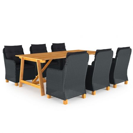 Bild på vidaXL Matgrupp för trädgården 7 delar mörkgrå