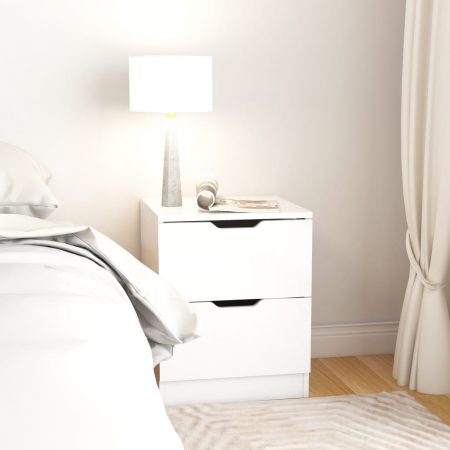 Bild på vidaXL Sängbord vit högglans 40x40x50 cm spånskiva