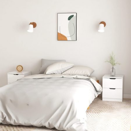 Bild på vidaXL Sängbord 2 st vit högglans 40x40x50 cm spånskiva