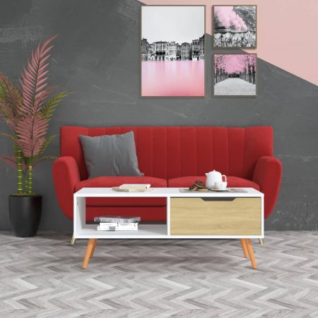 Bild på vidaXL Soffbord vit och sonoma-ek 100x49