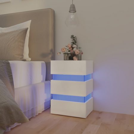 Bild på vidaXL Sängskåp LED vit högglans 45x35x67 cm spånskiva