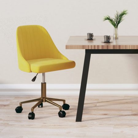 Bild på vidaXL Snurrbar matstol gul sammet