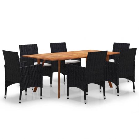 Bild på vidaXL Matgrupp för trädgården 7 delar svart