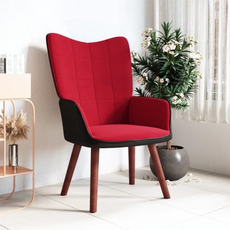 Bild på vidaXL Vilstol vinröd sammet och PVC