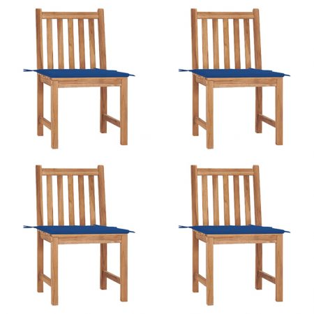 Bild på vidaXL Trädgårdsstolar 4 st med dynor massiv teak