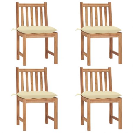 Bild på vidaXL Trädgårdsstolar 4 st med dynor massiv teak