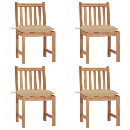 Bild på vidaXL Trädgårdsstolar 4 st med dynor massiv teak