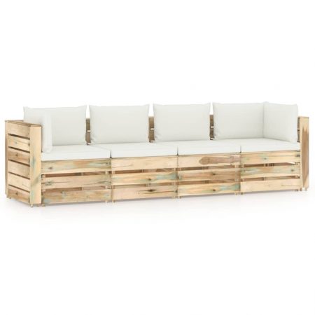 Bild på vidaXL Pallsoffa 4-sits med dynor tryckimpregnerat trä