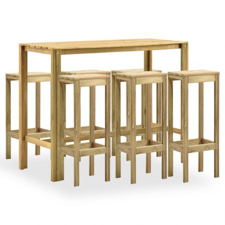 Bild på vidaXL Trädgårdsbarmöbel 7 delar tryckimpregnerad furu