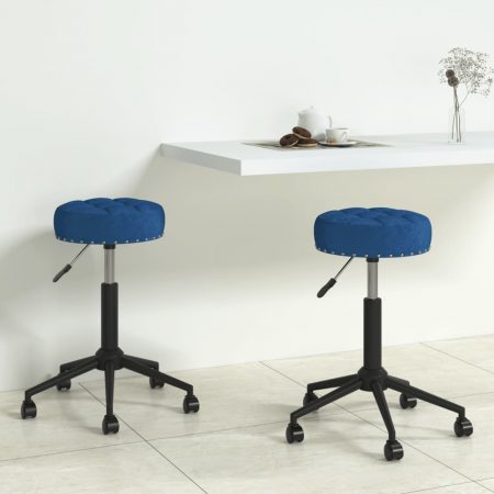 Bild på vidaXL Snurrbara matstolar 2 st blå sammet