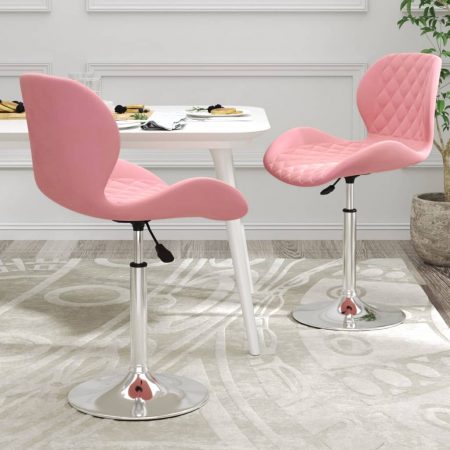 Bild på vidaXL Snurrbara matstolar 2 st rosa sammet