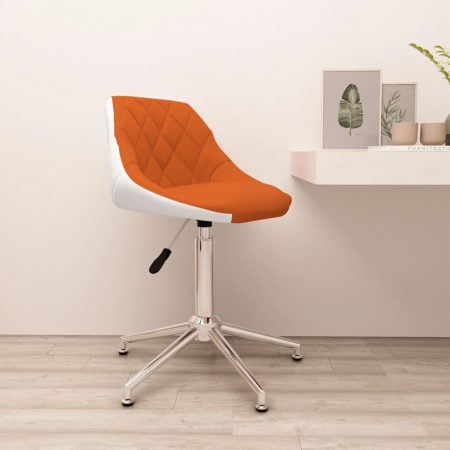 Bild på vidaXL Kontorsstol snurrbar orange och vit konstläder