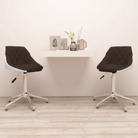 Bild på vidaXL Snurrbara matstolar 2 st brun och vit konstläder