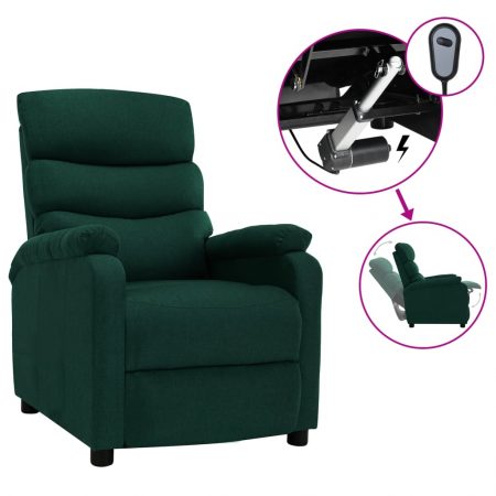 Bild på vidaXL Elektrisk reclinerfåtölj mörkgrön tyg