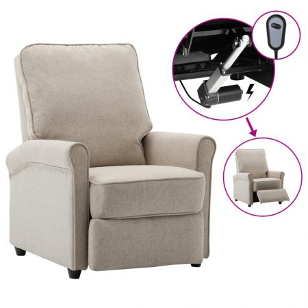 Bild på vidaXL Elektrisk reclinerfåtölj gräddvit tyg