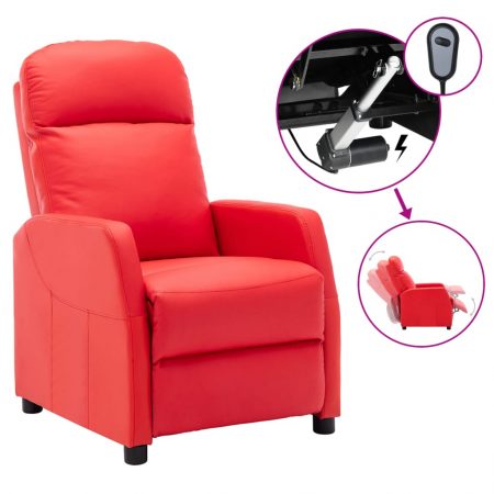 Bild på vidaXL Elektrisk reclinerfåtölj röd konstläder