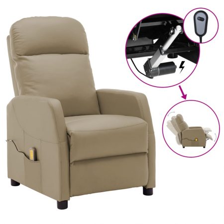 Bild på vidaXL Elektrisk massagefåtölj cappuccino konstläder