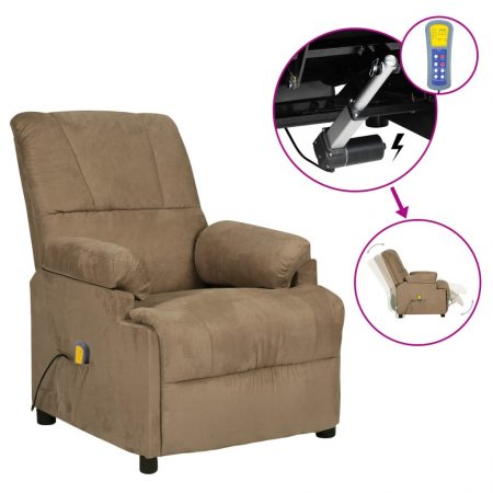 Bild på vidaXL Elektrisk massagefåtölj taupe konstmocka