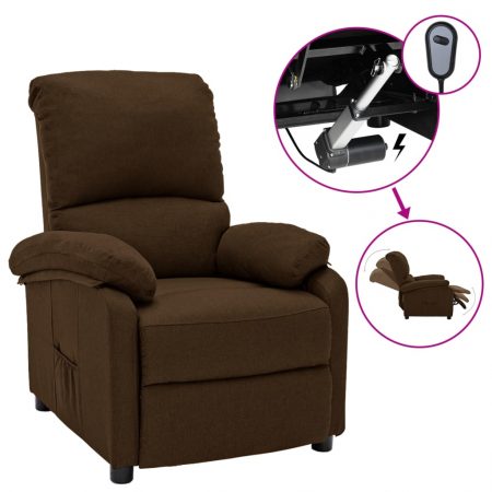 Bild på vidaXL Elektrisk reclinerfåtölj mörkbrun tyg