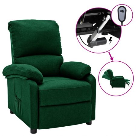 Bild på vidaXL Elektrisk reclinerfåtölj mörkgrön tyg