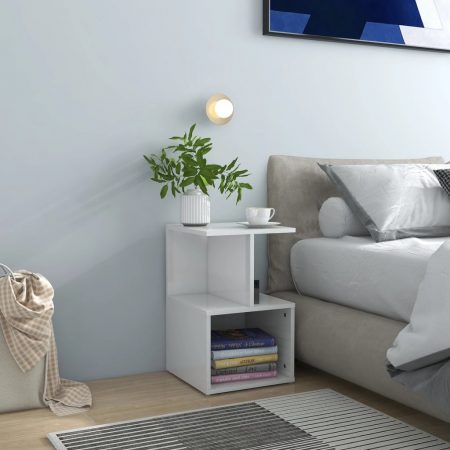 Bild på vidaXL Sängbord 2 st vit högglans 35x35x55 cm spånskiva