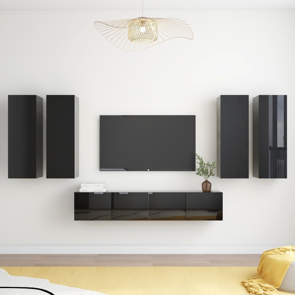 8720286577080_m_en_hd_1 Bild på vidaXL TV-skåp 6 delar svart högglans spånskiva