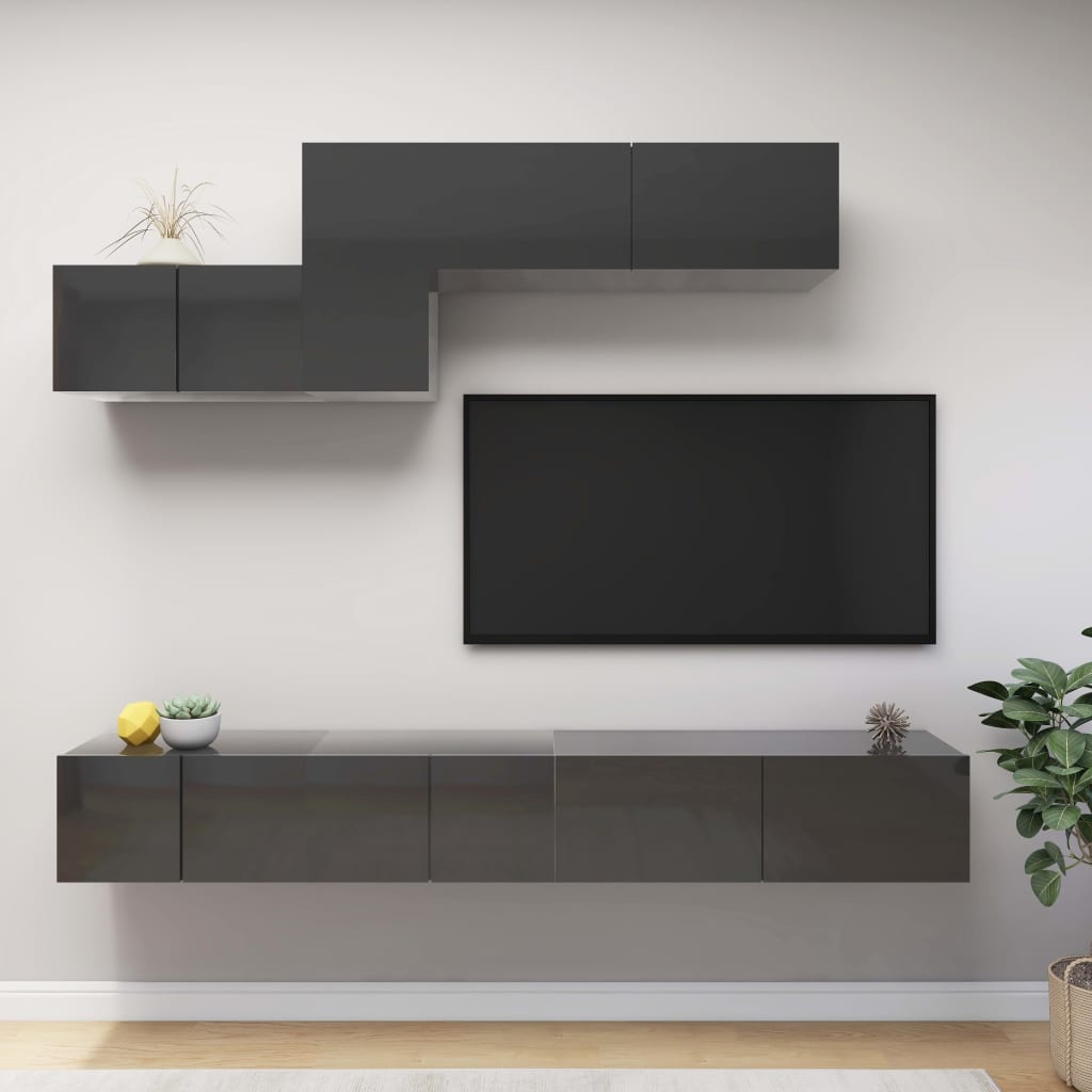 8720286578636_m_en_hd_1 Bild på vidaXL TV-skåp 6 delar grå högglans spånskiva