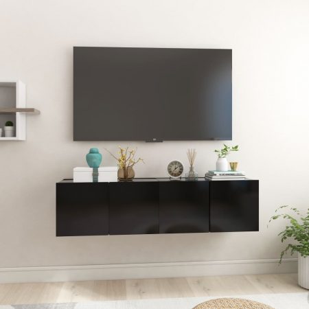 Bild på vidaXL Hängande TV-skåp 2 st svart 60x30x30 cm