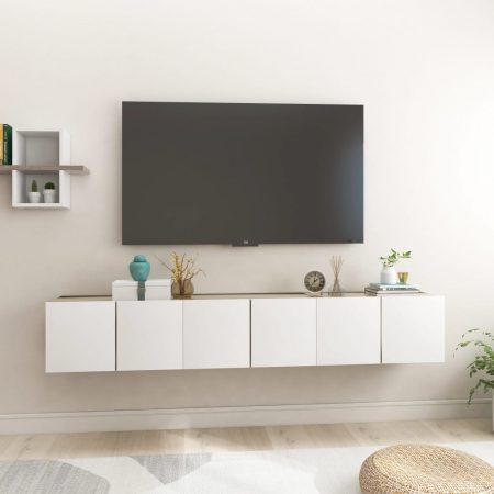 Bild på vidaXL Hängande TV-skåp 3 st vit och sonoma-ek 60x30x30 cm