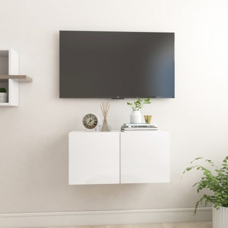 Bild på vidaXL Väggmonterad TV-skåp vit högglans 60x30x30 cm
